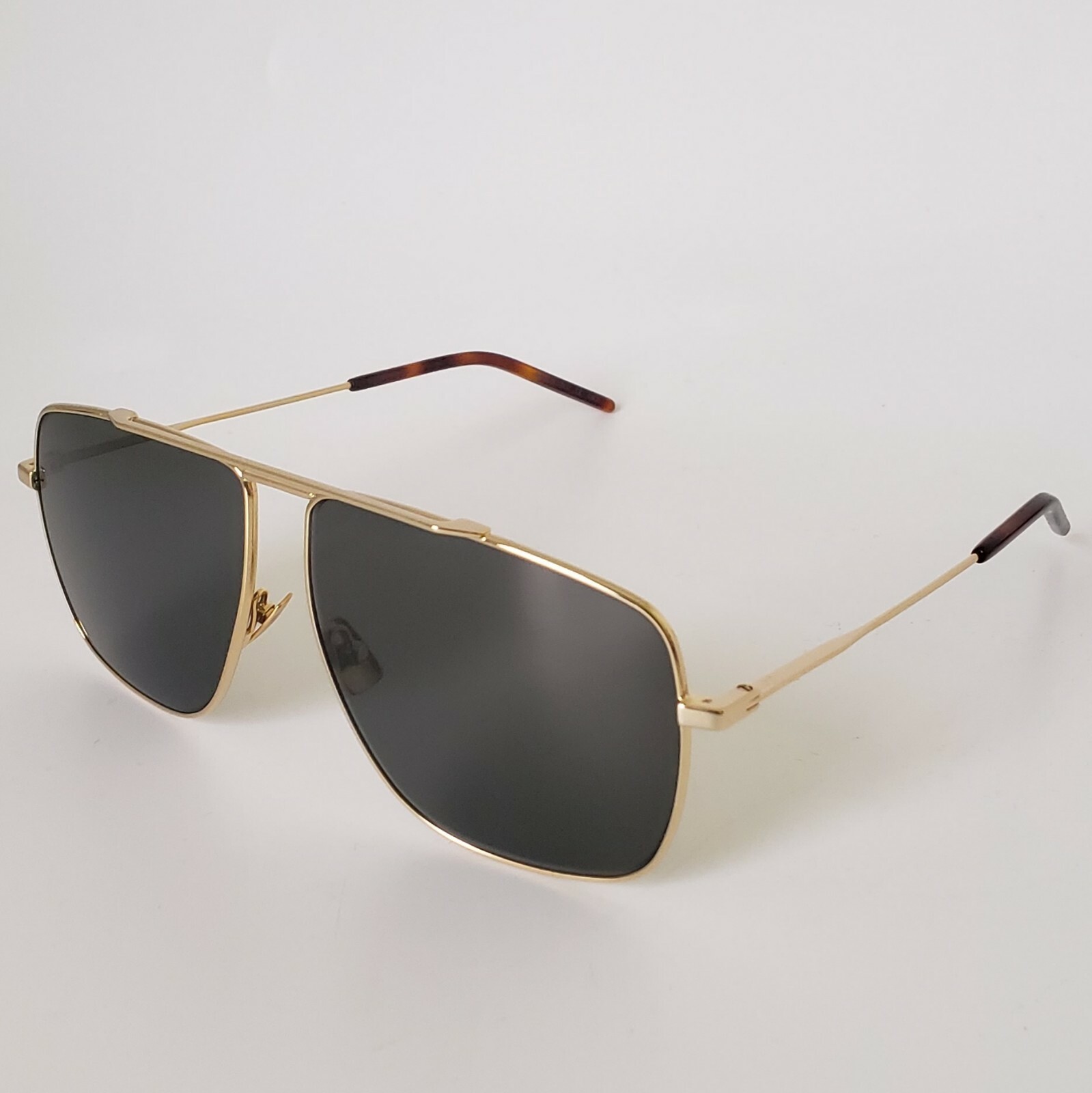 Pre-owned Saint Laurent ? Sl298 004 Gold /grey Men's Aviator Sunglasses Authentic In Gray