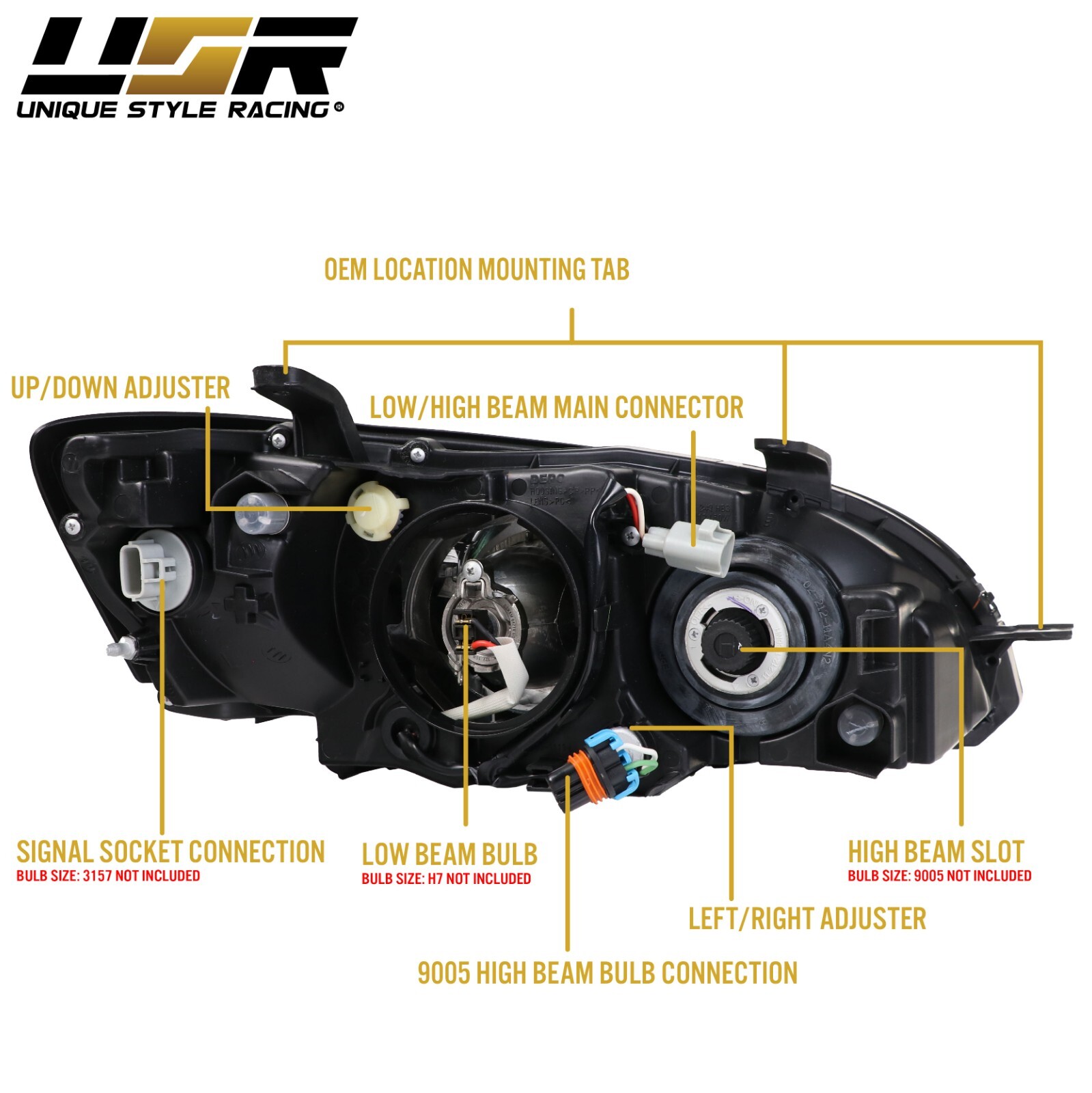 DEPO JDM Black/Clear Projector Headlights For 2005-2007 Subaru Legacy / Outback