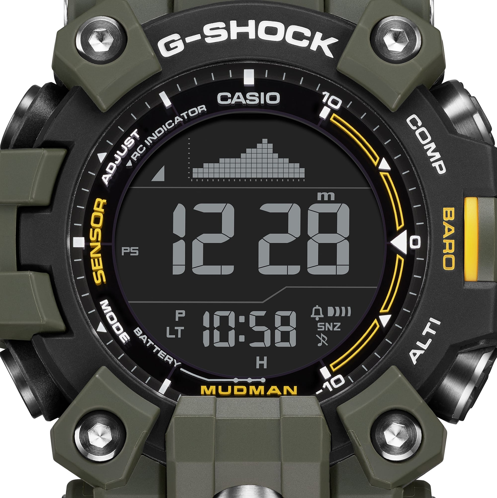 Pre-owned Casio G-shock Master Of Gw-9500-3jf Mudman Triple Sensor Radio Solar Watch