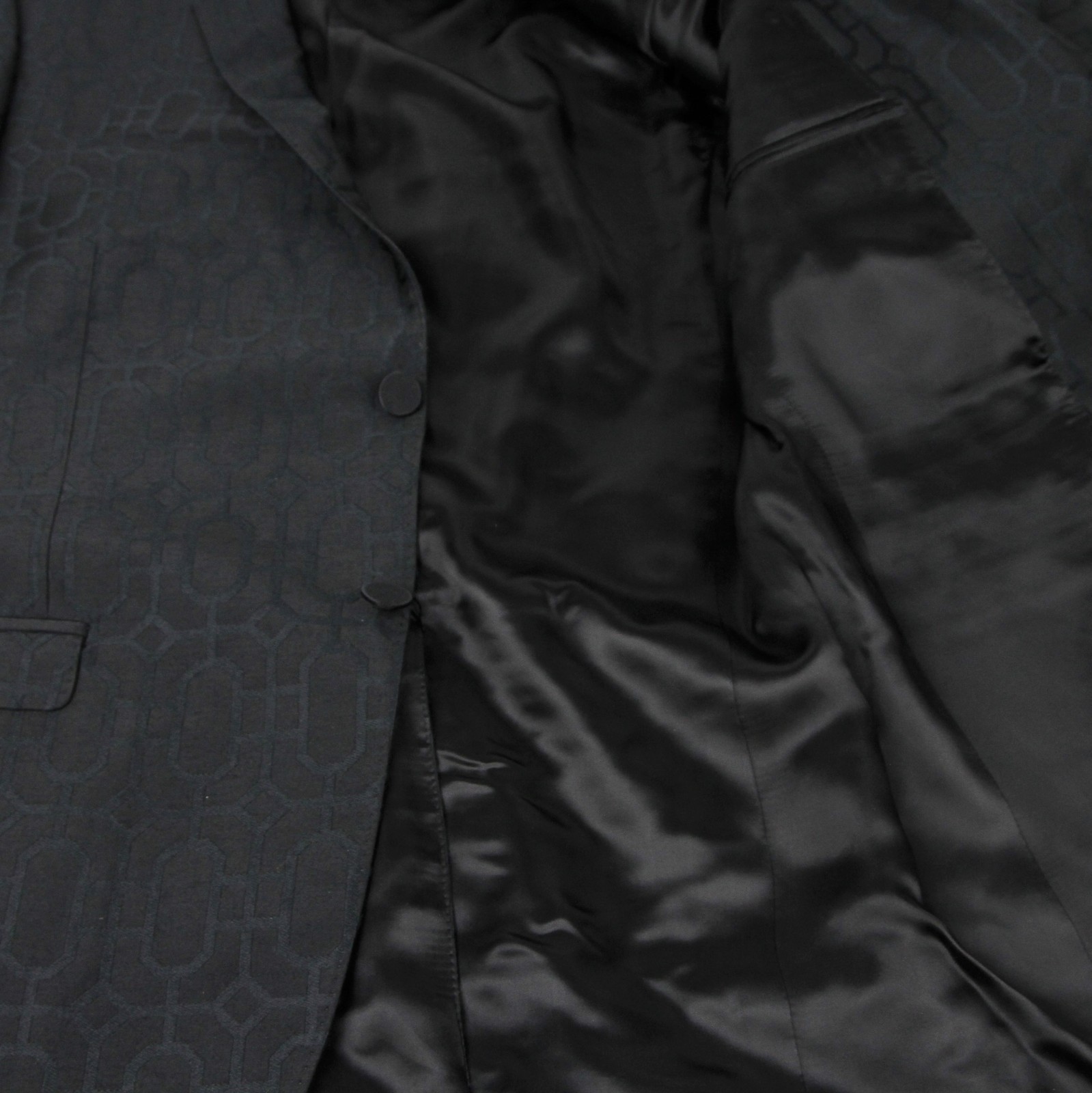 Pre-owned Gucci $2720  Men's Black Emerald Jacquard Dylan 60 Jacket 2 Buttons 322626 1000