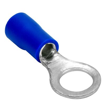 100 Vinyl Ring Terminal Connector Blue 16-14 GA AWG Gauge #10 Crimp Wire Power