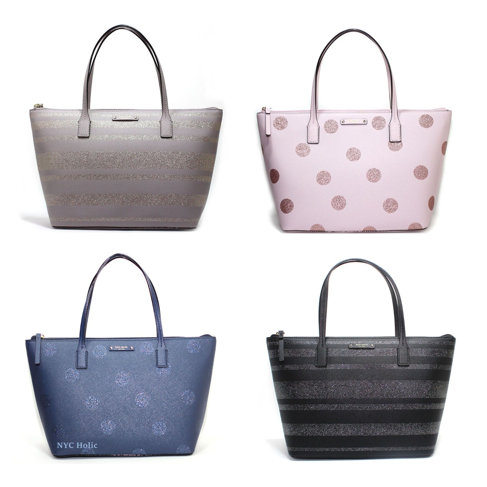 kate spade hani haven lane pink glitter tote bag