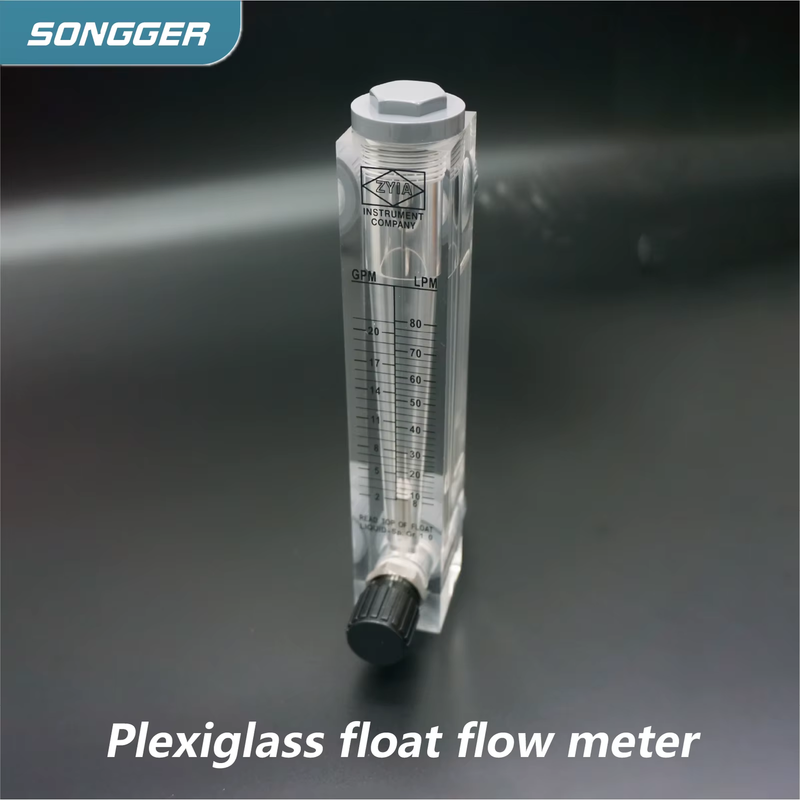 Acrylic Rotameter Flow Meter LZM-15ZT with Control Valve Panel Mount Transparent