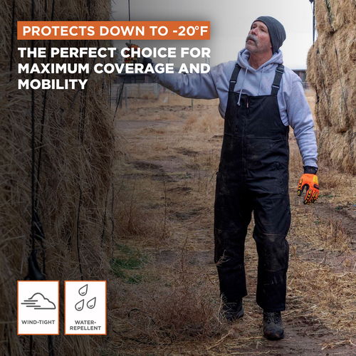 RefrigiWear Mens Warm Insulated Softshell High Bib Overalls, -20F Comfort Rating