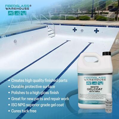 White Gel Coat - 1 Gallon Waxed with 2oz Catalyst, Repairs, Composite Coating