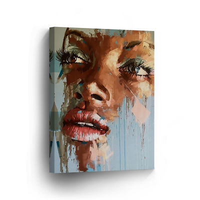 Sexy Face African Woman Colorful Brush Strokes Modern CANVAS PRINT Wall Art