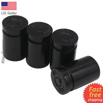 4x Wheel Tire Valve Cap Stem Cover For Truck, Car, Bike Bullet Shell Style BLACK