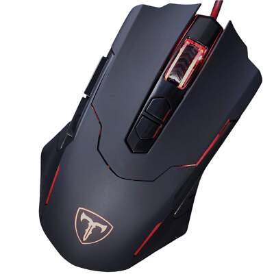 PICTEK T7 Wired Gaming Mouse - Black, RGB Backlit, High Precision DPI Adjustable