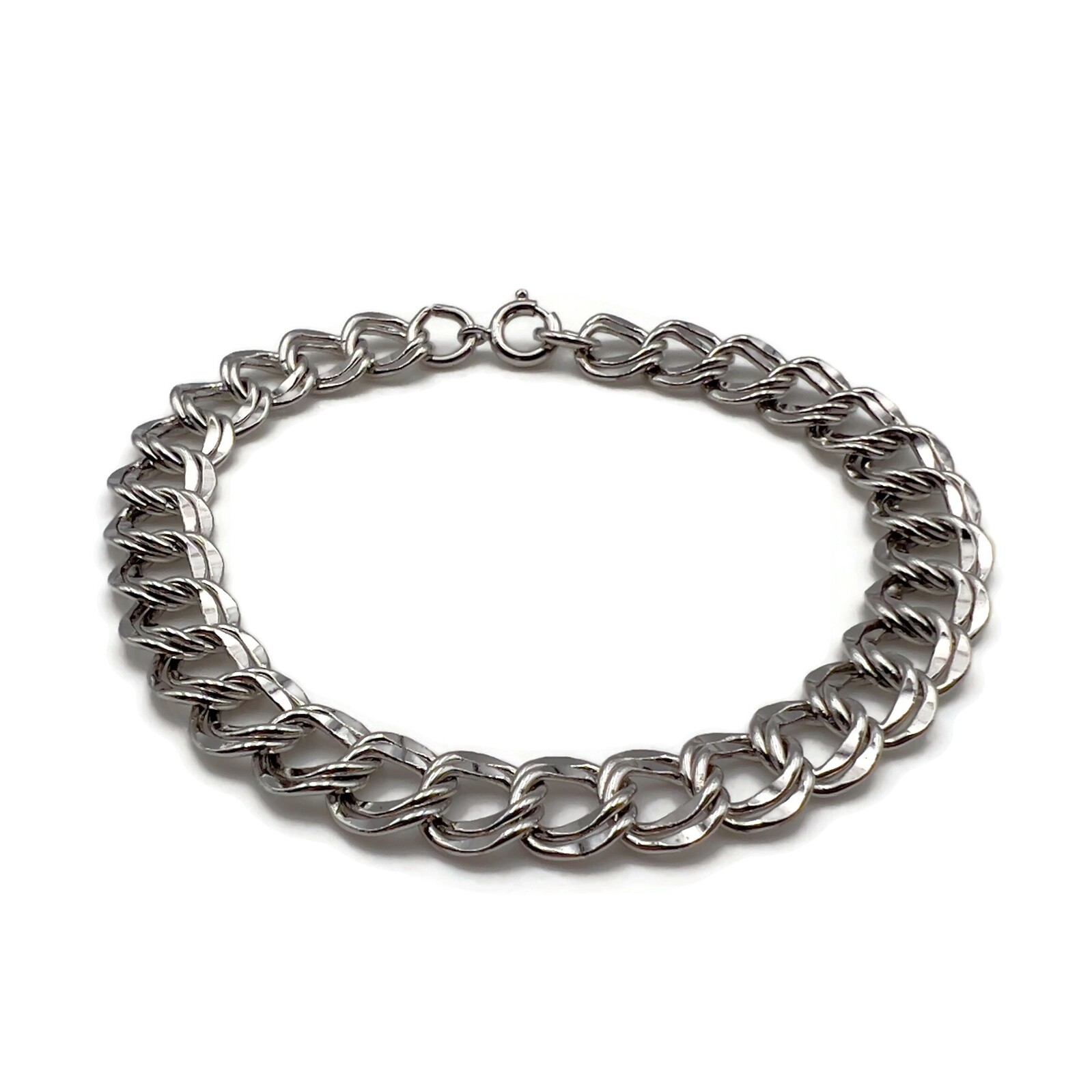 ン 大人気 新品 ノ 1980's Vintage Silver Chain Link Curb Twisted Double Tone その他