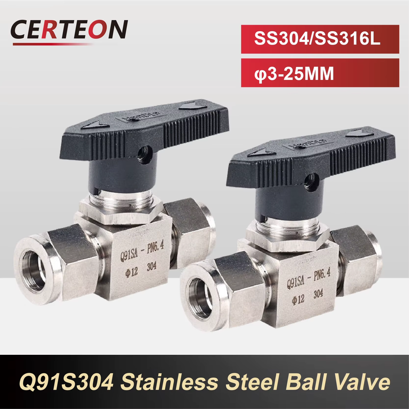 Q91S-304 SS Ferrule Tube Ball Valve ‑ Instrumentation Compression Valve 304/316