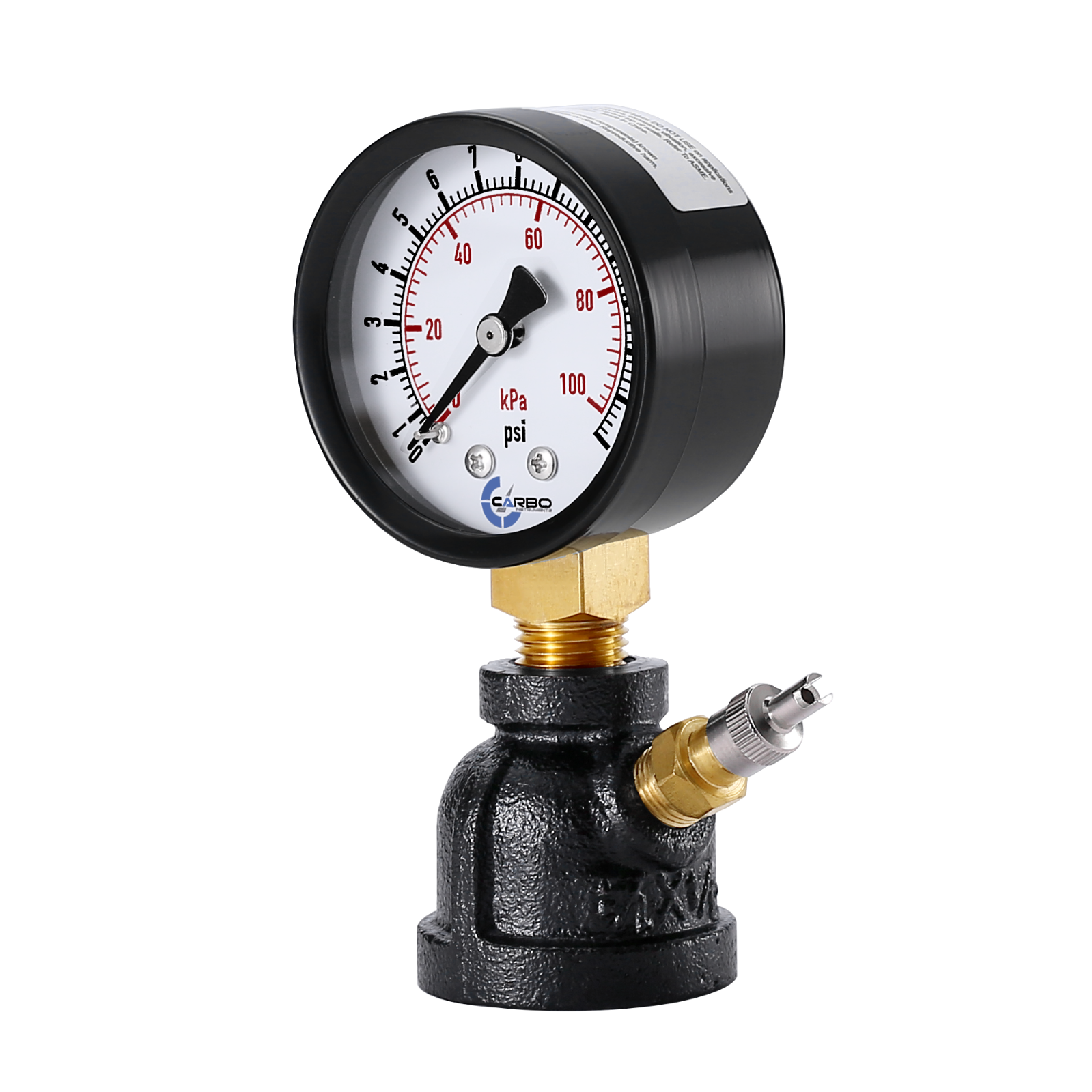 Gas Test Pressure Gauge 30 Pound, 30 PSI/200 kPa 3/4” FNPT Steel Bell Shape Body