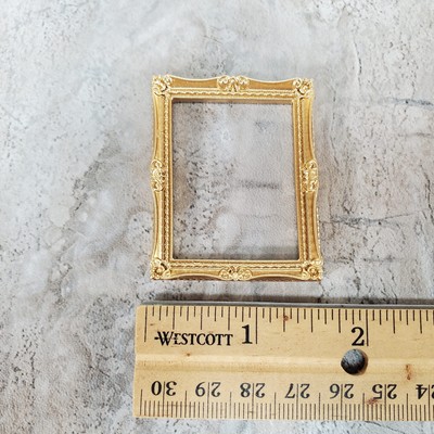 Miniature Picture Frame Gold for Paintings Medium Size 1:12 Scale Dollhouse