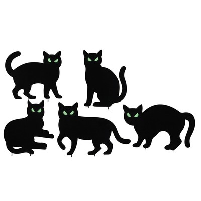 Black Cat Glow-in-the-Dark Eyes Garden Stakes - Set of 5