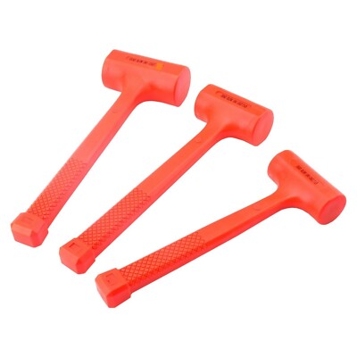 Flash Sale !!Steel Core 3-Piece Dead Blow Hammer Set, 1Lb, 2Lb, 4Lb, Neon Orange