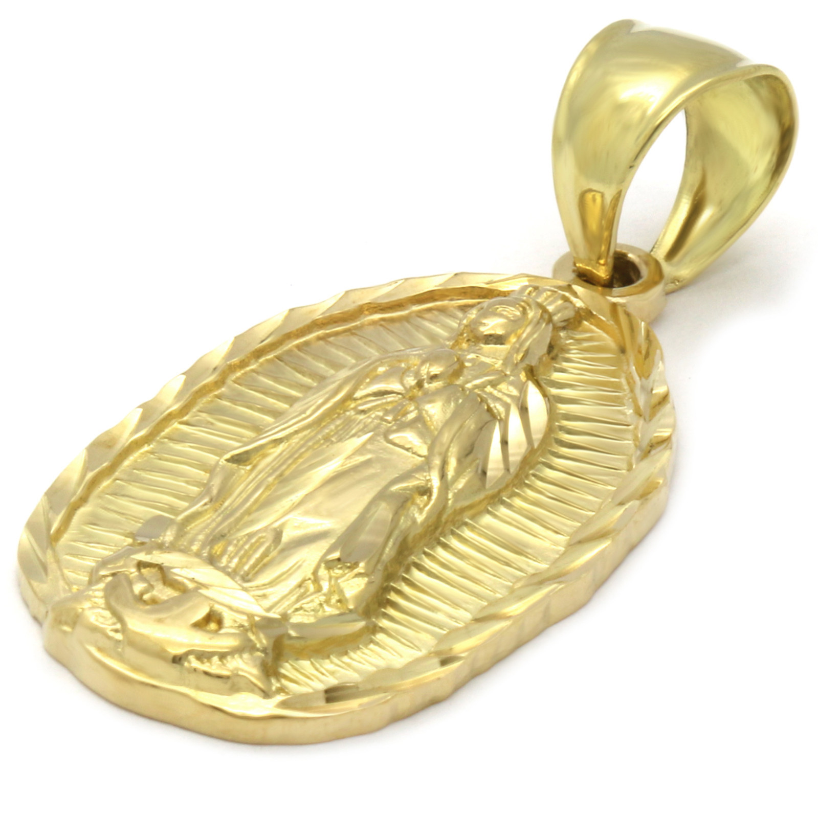 Mens 18k Gold Plated  Guadalupe  Hip-Hop Pendant 6mm Cuban Chain Necklace 