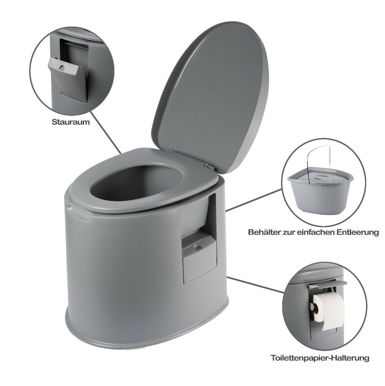  Eimertoilette XL Mobile Nottoilette Campingtoilette Deluxe Pflege Klo Reise-Wc