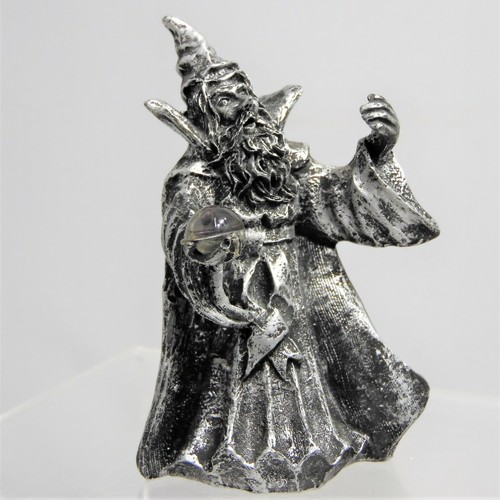 Miniature Standing Wizard with Crystal Ball Resin Fantasy Magic