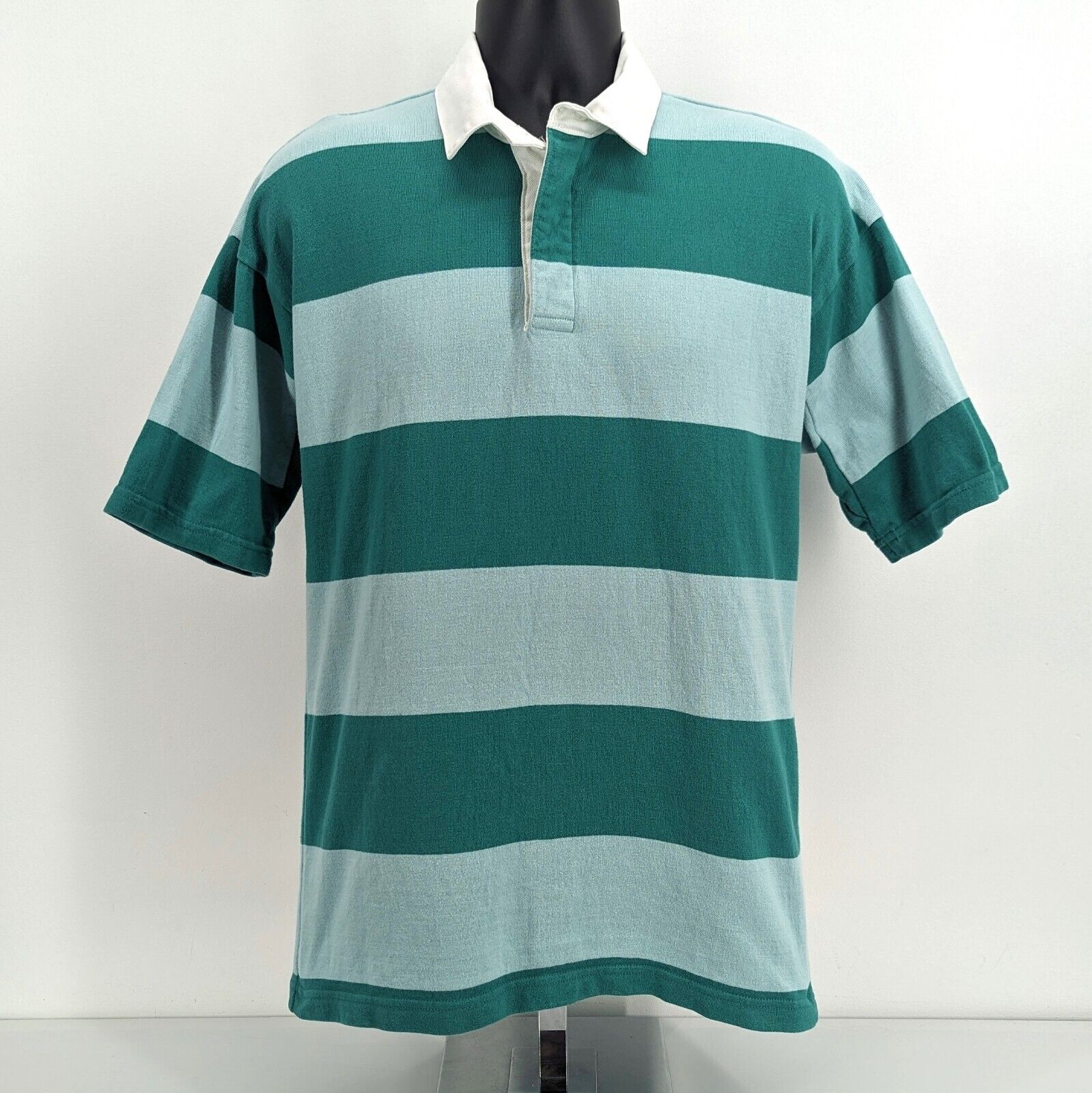Vintage Columbia Knit Rugby Gear Mens Small Polo Shirt Green Stripe Made USA Vintage Columbia Knit Rugby Gear Mens Small Polo Shirt Green Stripe Made USA