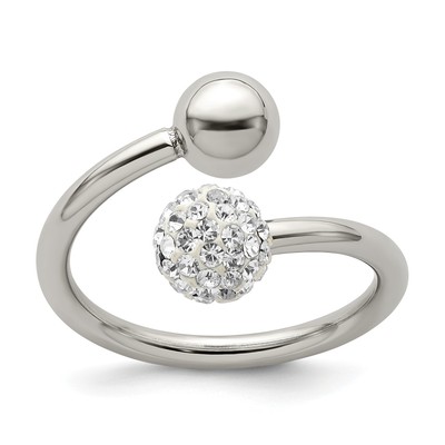 Chisel Stainless Steel Polished with Preciosa Crystal Ring - Ring Size 9.0