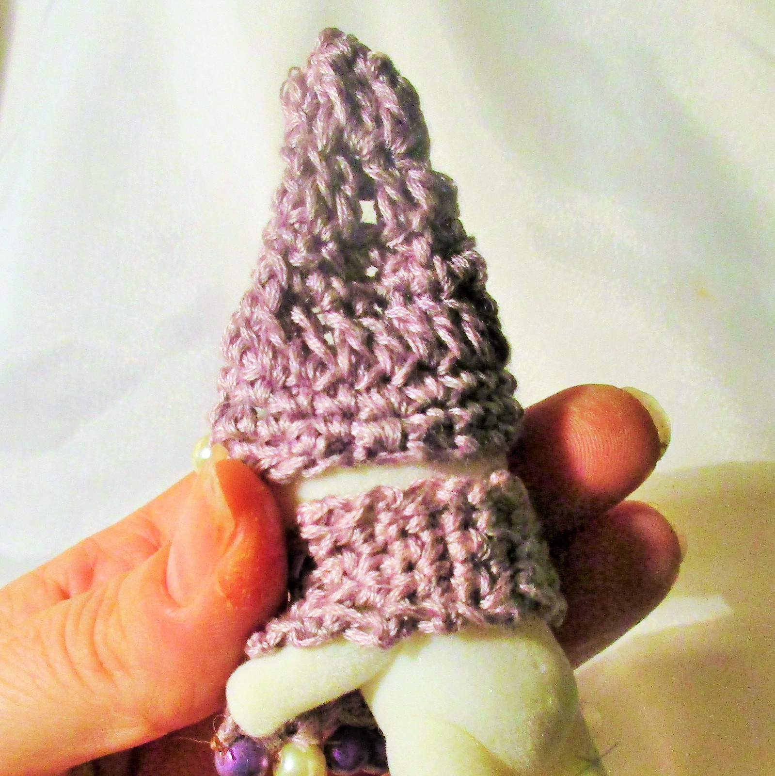 POLAR BEAR Folk Art doll handmade ooak stocking cap hat and scarf beaded winter