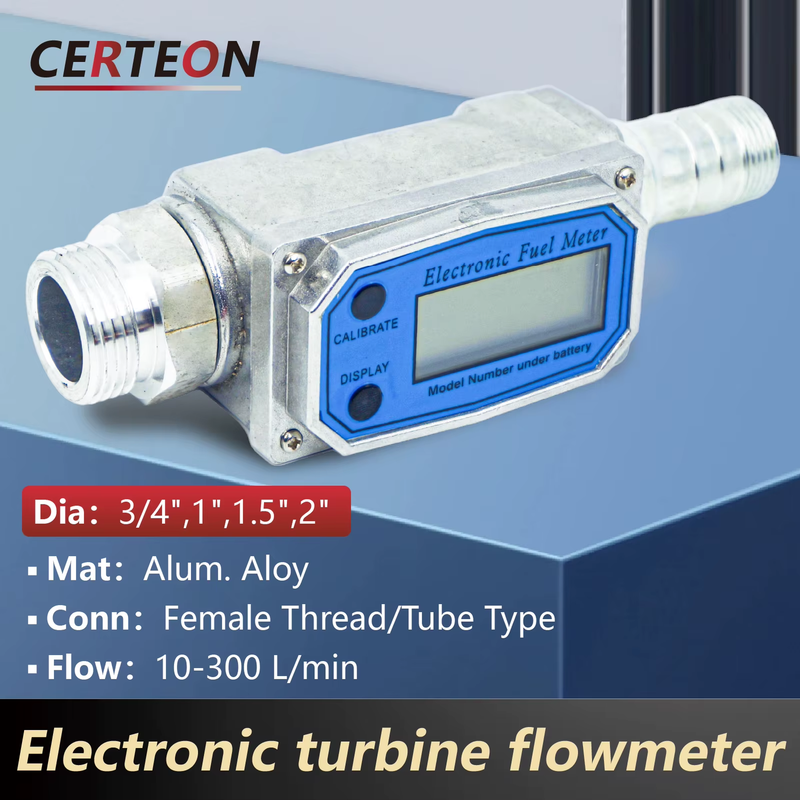 Electronic Turbine Fuel Flow Meter G3/4 G1 G1.5 G2 Inch Diesel Petrol Water Digi