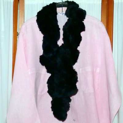Women's Antique Vintage Boa Fling 1930s Scarf Fur CHINCHILLA Black Twisted 50