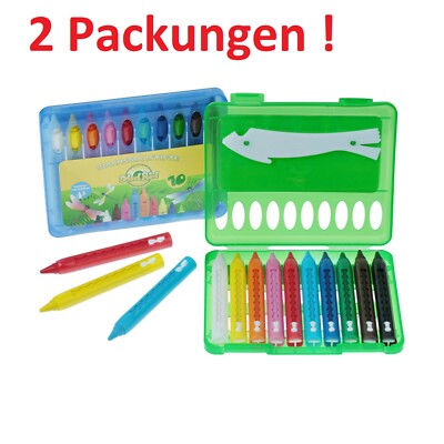 2x 10 St. Wachsmalstifte Schiebehülse Wasservermalbar Wachsmalkreide 