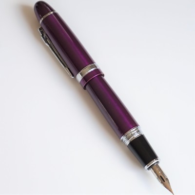 Jinhao No 155 Barley Polished Chrome Fine Fountain Pen with Gold Trim