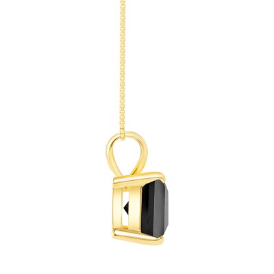 Pre-owned Shine Brite With A Diamond 1.50 Ct Created Diamond Princess Black Real 14k Yellow Gold Pendant 18" Necklace