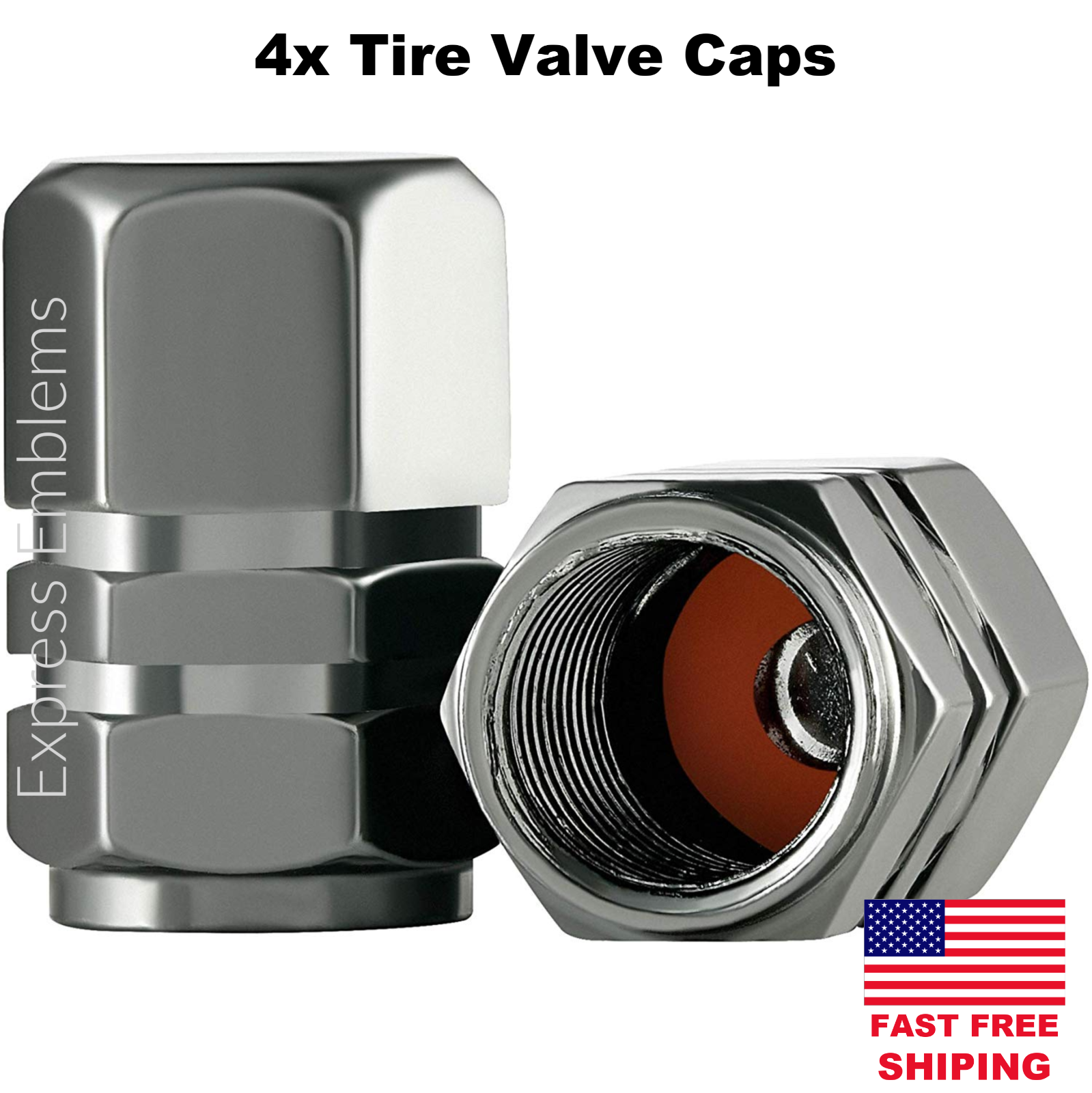 4pcs Gray Tire Valve Cap Stem Cover For Bike, Car, Trucks, ATV