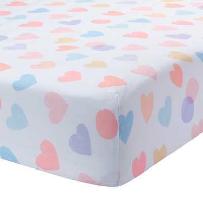 Bedtime Originals Rainbow Hearts White/Peach/Purple Baby Fit