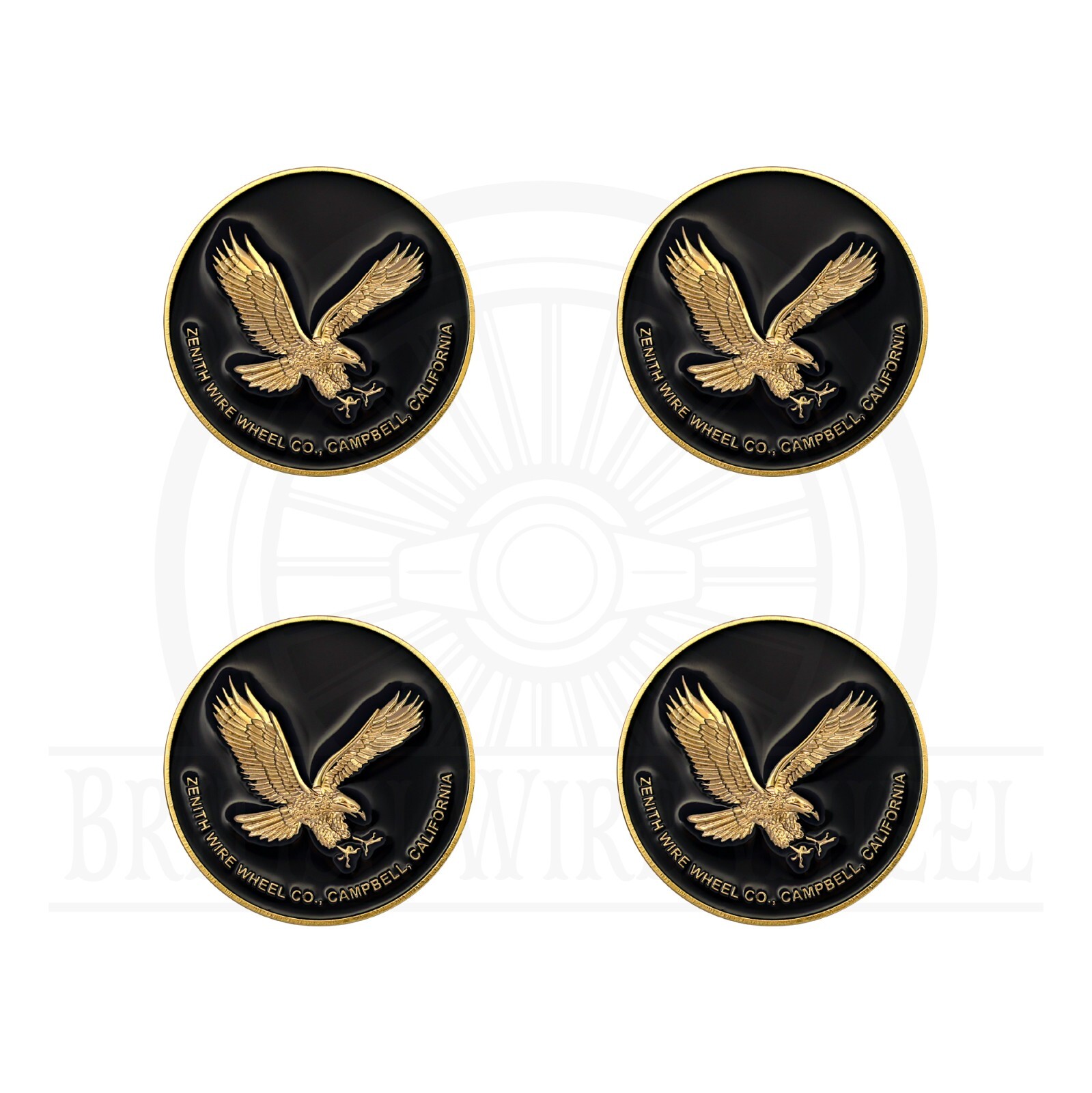 Zenith Eagle Gold & Black Metal Wire Wheel Chip Emblems