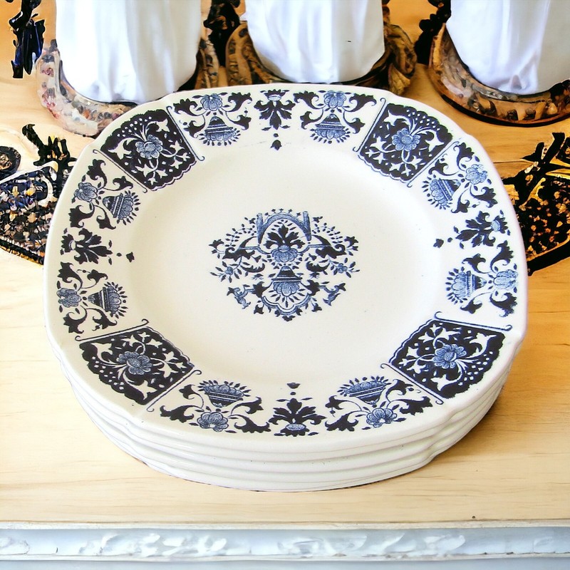 Gien. 6 Assiettes Ã  Pain En FaÃ¯Ence ModÃ¨Le Ibis CarrÃ© 17,2 Cm