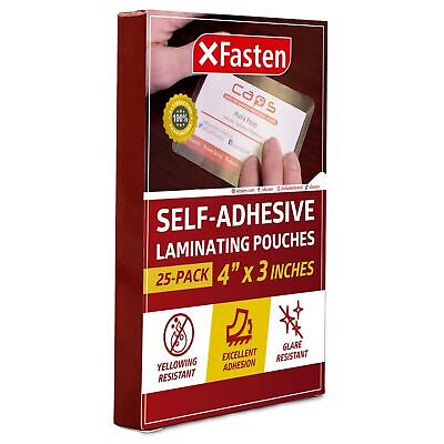 XFasten Self-Sealing Laminating Pouches Business Card Size, 9.5 Mil and Hard ...