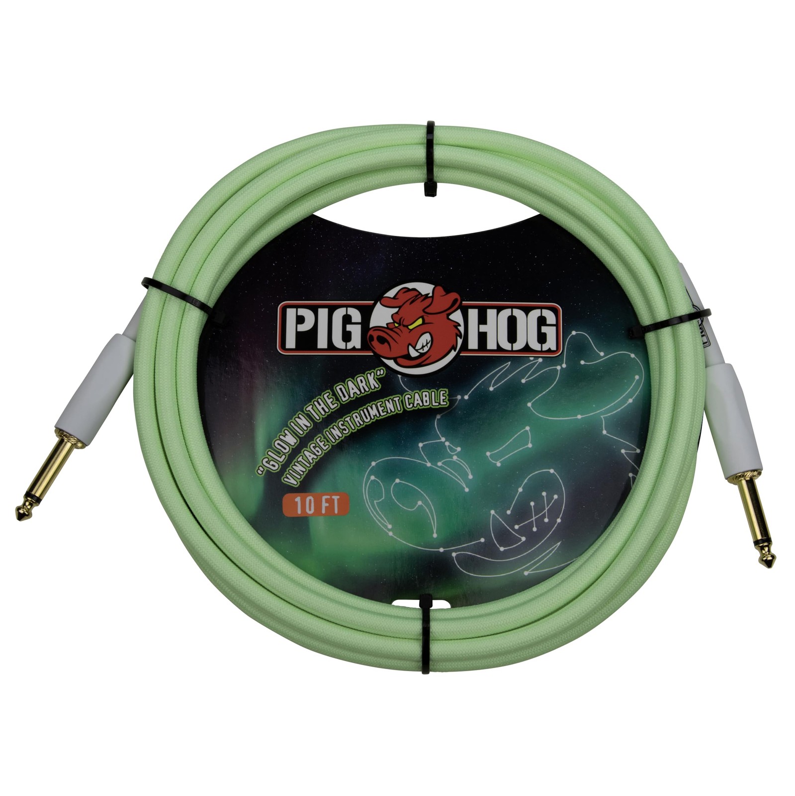 Pig Hog PCH10GLO Glow in The Dark Instrument Cable, 10 Foot