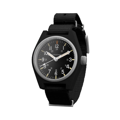 Pre-owned Marathon 34mm Black General Purpose Quartz With Maraglo (gpq) High-impact Compos