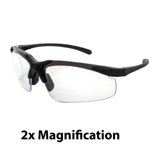 Apex Bifocal Safety Glasses 2.0 CLEAR Shatterproof Lenses Black Frame Z87.1