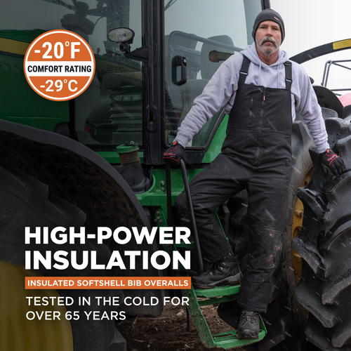 RefrigiWear Mens Warm Insulated Softshell High Bib Overalls, -20F Comfort Rating