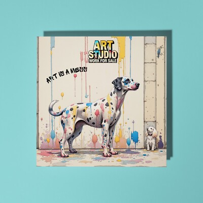 Handmade Funny Dalmatian from our Art Studio helps artists work Card  & Envelope