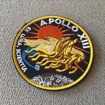 NASA Space Program Apollo XIII 13 Hook Loop Emblem Patch Ex Luna Scientia Badge