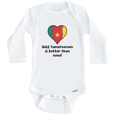Half Cameroonian Is Better Than None Cameroon Flag Heart Baby Bodysuit