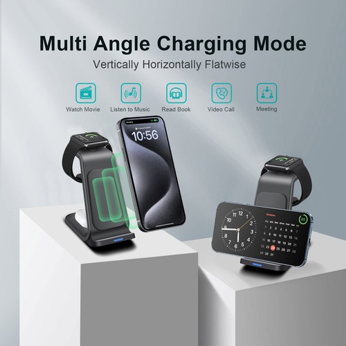 15W 3in1 Wireless Charger Station Charging Dock For iPhone 15 Apple Watch 9 8 7 