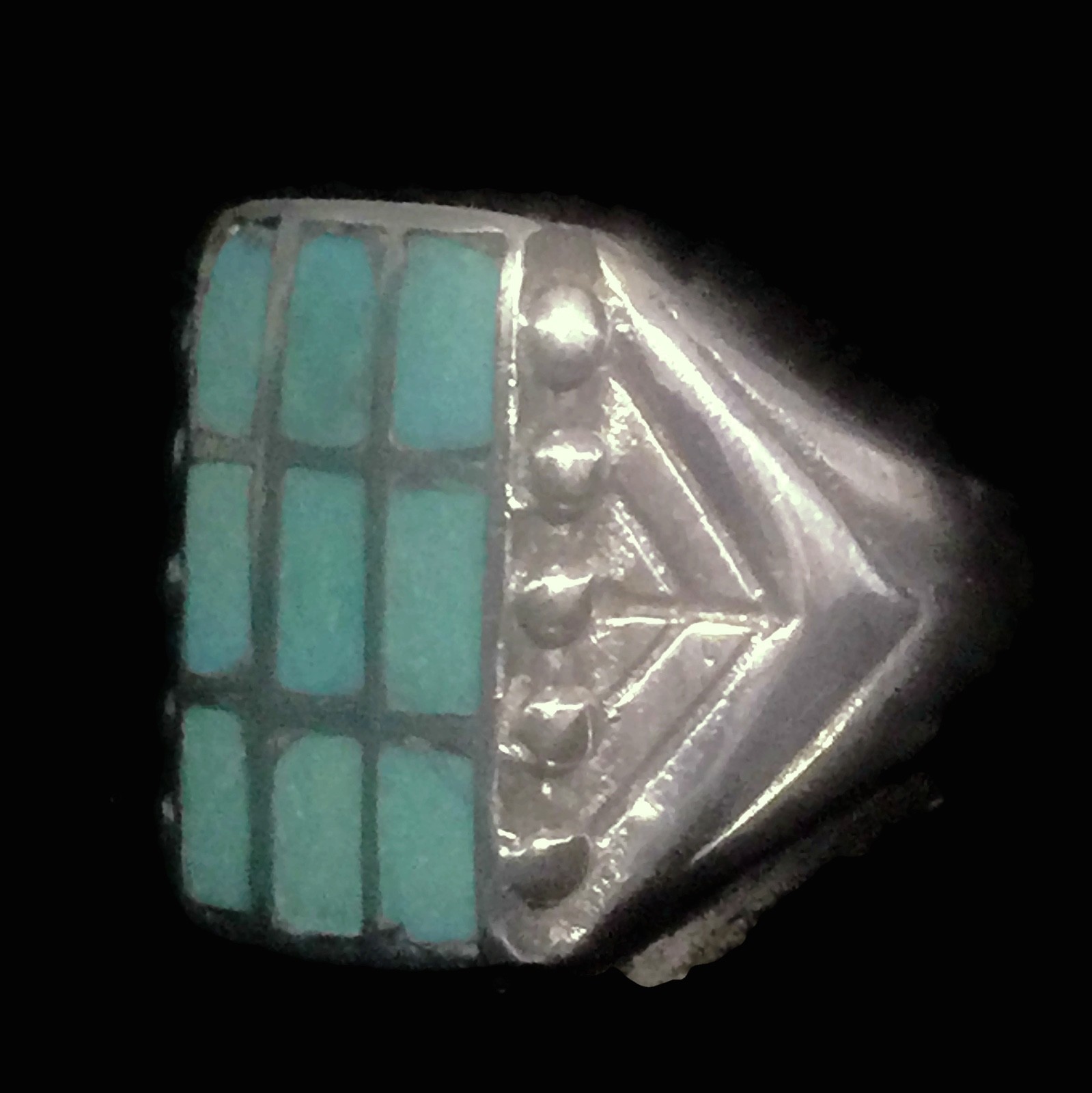 Vintage Turquoise Men Sterling Silver Southwest Tribal Ring Size 10 15.7g