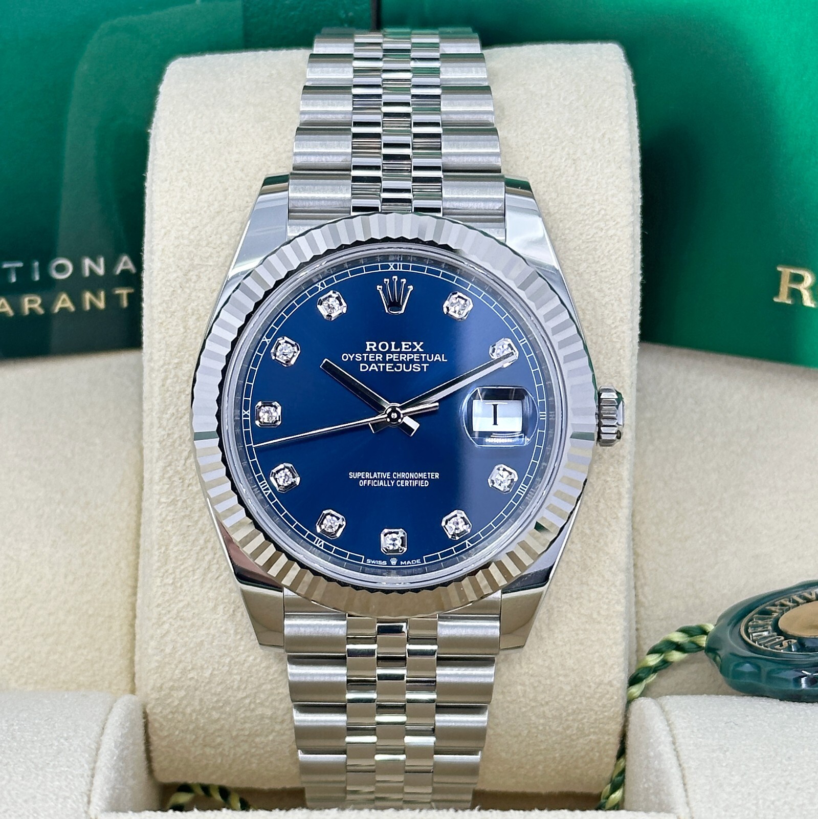 Pre-owned Rolex Datejust 41, Blue Diamond Dial, Jubilee, Ref 126334, Unworn Complete 2024