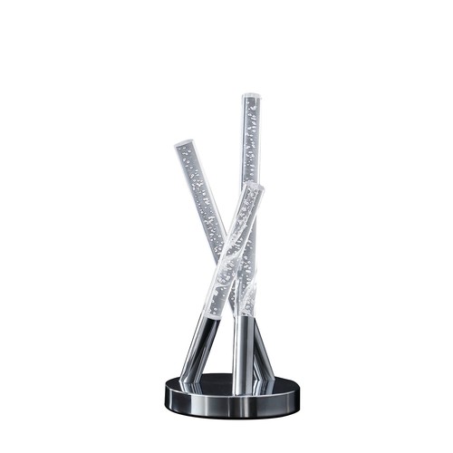 Абстрактная настольная лампа из акрила и металла с тремя стержнями из серебра 15 пробы и металла с тремя стержнями