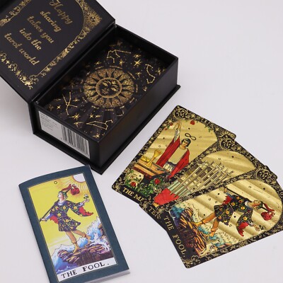 Gold Foil Tarot - Let the Magic Begin - Gift Box With Guide Book & Deck of Cards