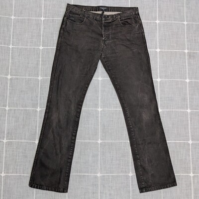 Surface To Air Jeans Mens 34x34 Black Distressed Button Fly Straight Leg Denim