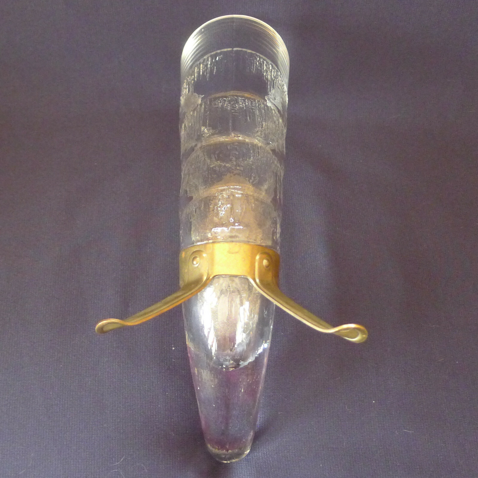 Tall Vintage Glass Valto Kokko Harold Drinking Horn w/Brass Stand