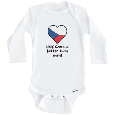 Half Czech Is Better Than None Czech Republic Flag Heart Baby Bodysuit