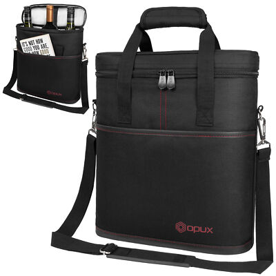 Wine Bag Carrier Tote Insulated 3 Bottle Cooler Carrying Case for Travel Picnic